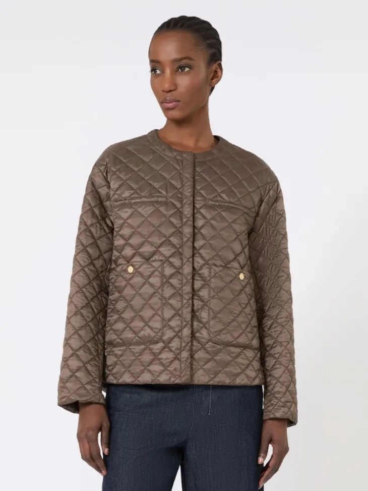 Water-repellent canvas padded jacket - HAZELNUT BROWN