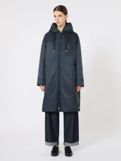 Water-repellent canvas padded parka - MIDNIGHTBLUE