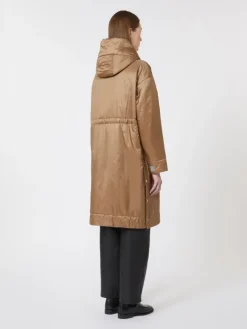 Water-repellent canvas padded parka - CAMEL