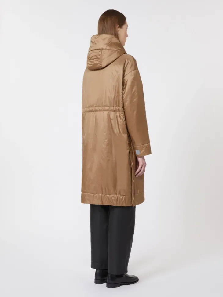 Water-repellent canvas padded parka - CAMEL