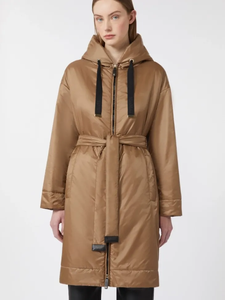 Water-repellent canvas padded parka - CAMEL
