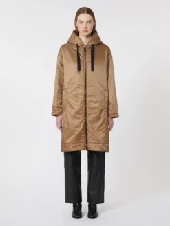 Water-repellent canvas padded parka - CAMEL