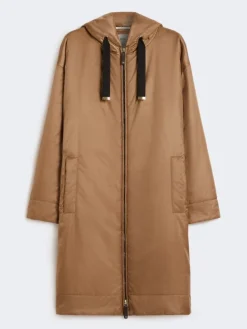Water-repellent canvas padded parka - CAMEL