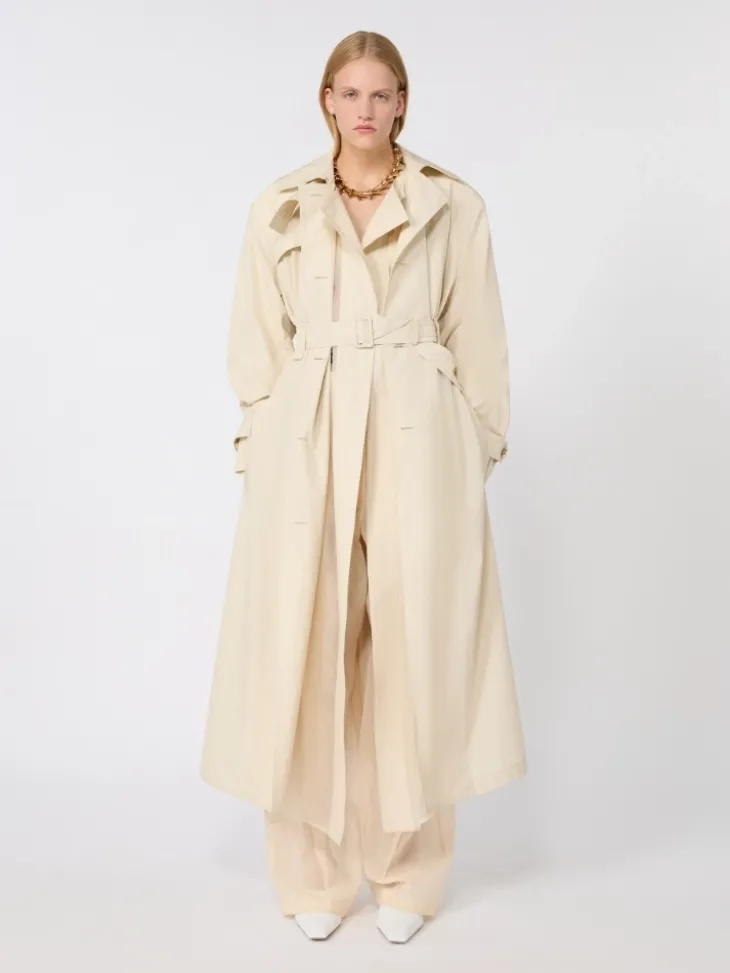 Water-repellent cotton trench coat - VANILLA