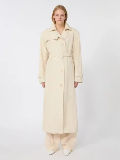 Water-repellent cotton trench coat - VANILLA