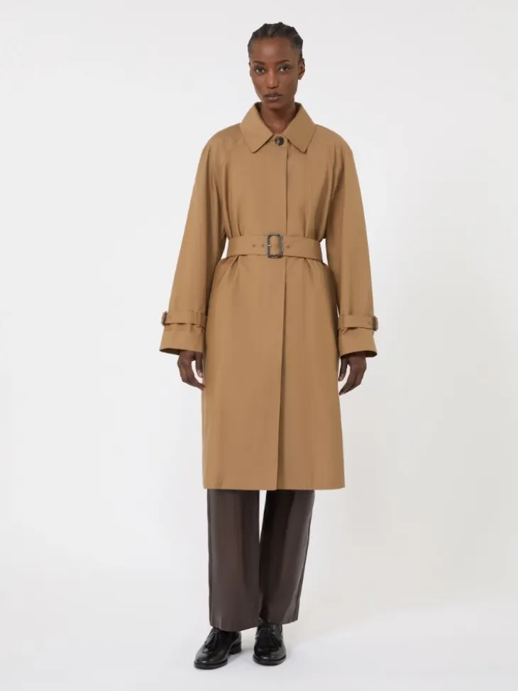 Water-repellent cotton-blend trench coat - BROWN