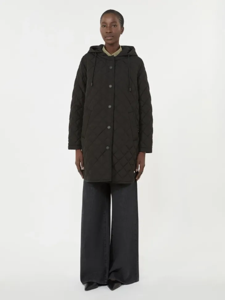 Water-repellent fabric padded parka - BLACK