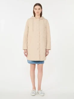 Water-repellent fabric padded parka - SAND
