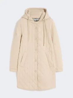 Water-repellent fabric padded parka - SAND