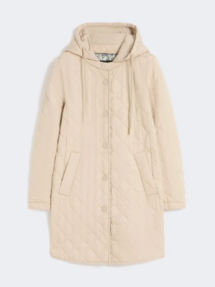 Water-repellent fabric padded parka - SAND
