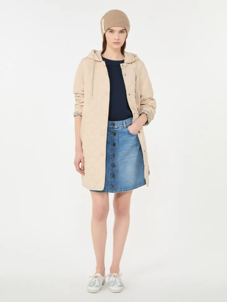 Water-repellent fabric padded parka - SAND