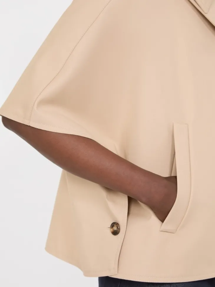 Water-repellent gabardine cape - ALBINO