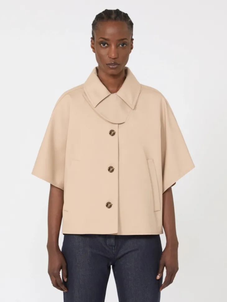 Water-repellent gabardine cape - ALBINO