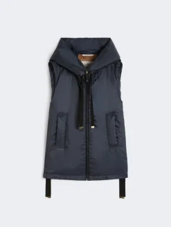 Water-repellent padded canvas hooded gilet - MIDNIGHTBLUE