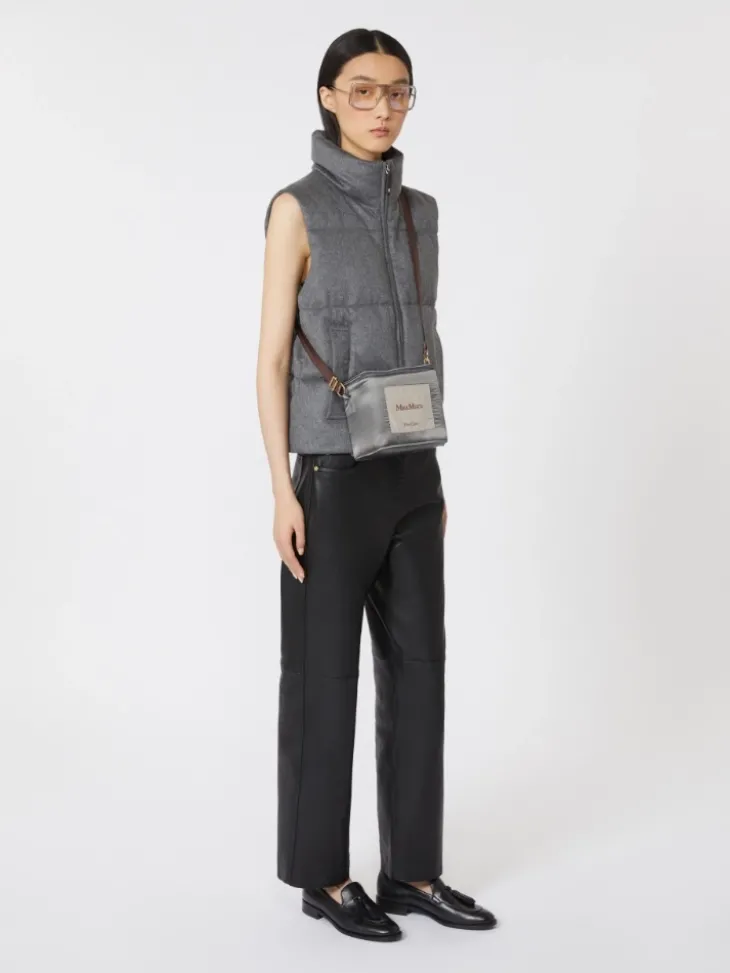 Water-repellent padded cashmere and canvas gilet - MEDIUM GREY