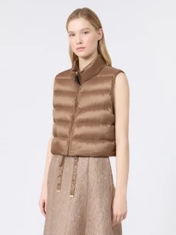 Water-repellent padded cropped gilet - HONEY