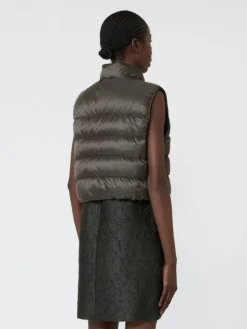 Water-repellent padded cropped gilet - KAKI