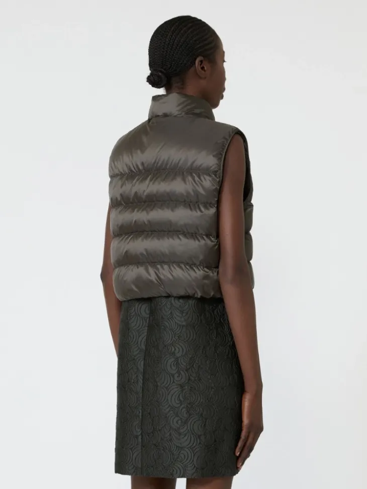 Water-repellent padded cropped gilet - KAKI