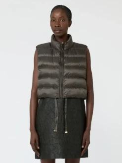 Water-repellent padded cropped gilet - KAKI