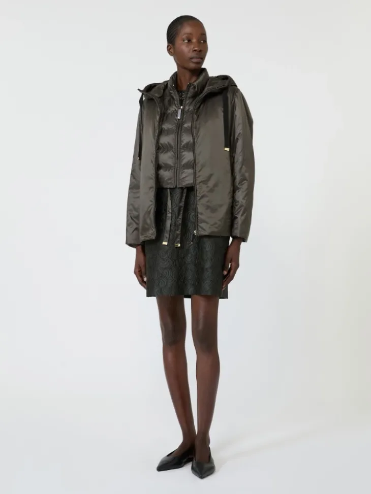 Water-repellent padded cropped gilet - KAKI