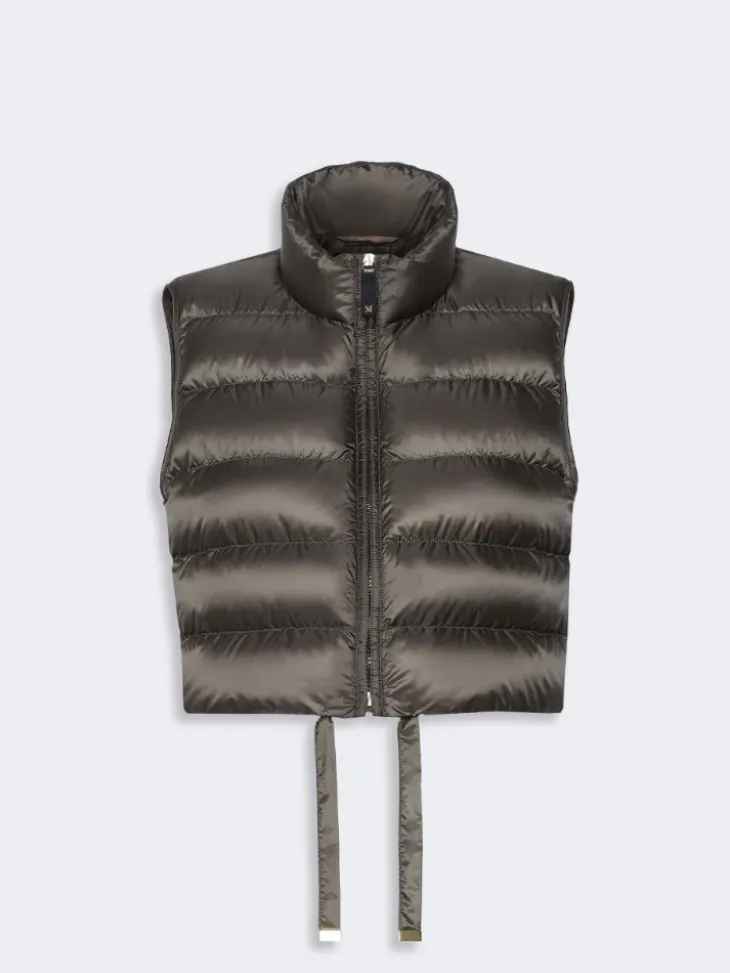 Water-repellent padded cropped gilet - KAKI