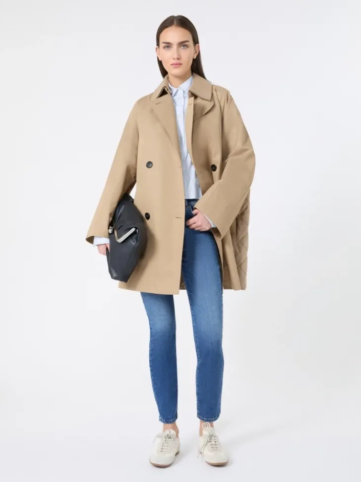 Water-repellent padded gabardine trench coat - HAZELNUT BROWN