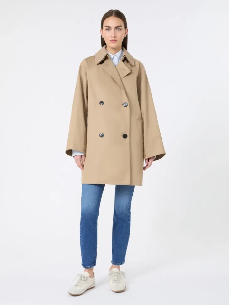 Water-repellent padded gabardine trench coat - HAZELNUT BROWN