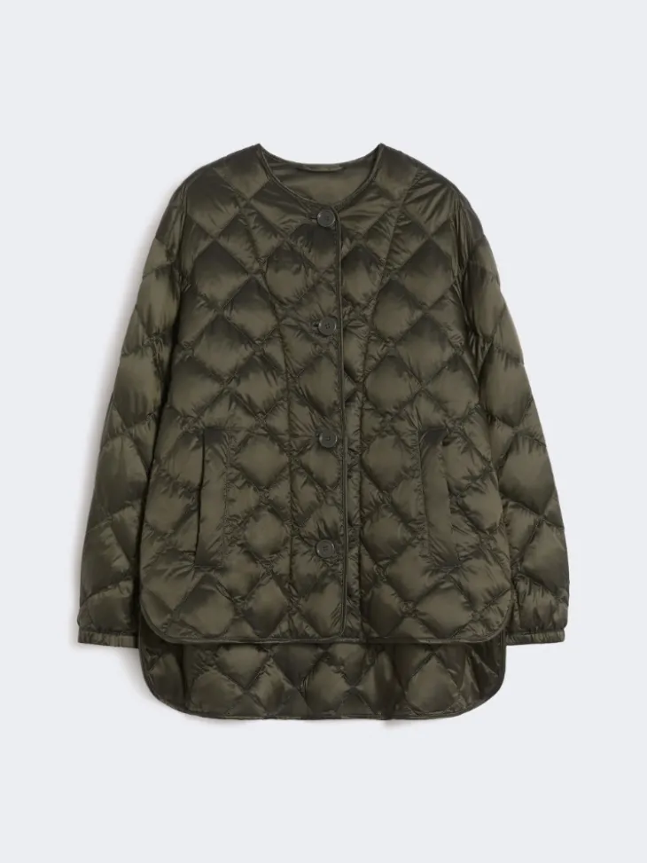 Water-repellent quilted canvas down jacket - DARK GREEN