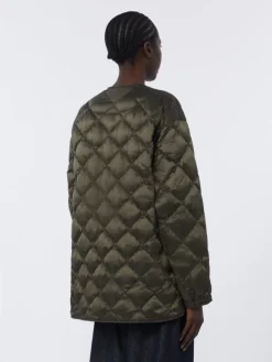 Water-repellent quilted canvas down jacket - DARK GREEN