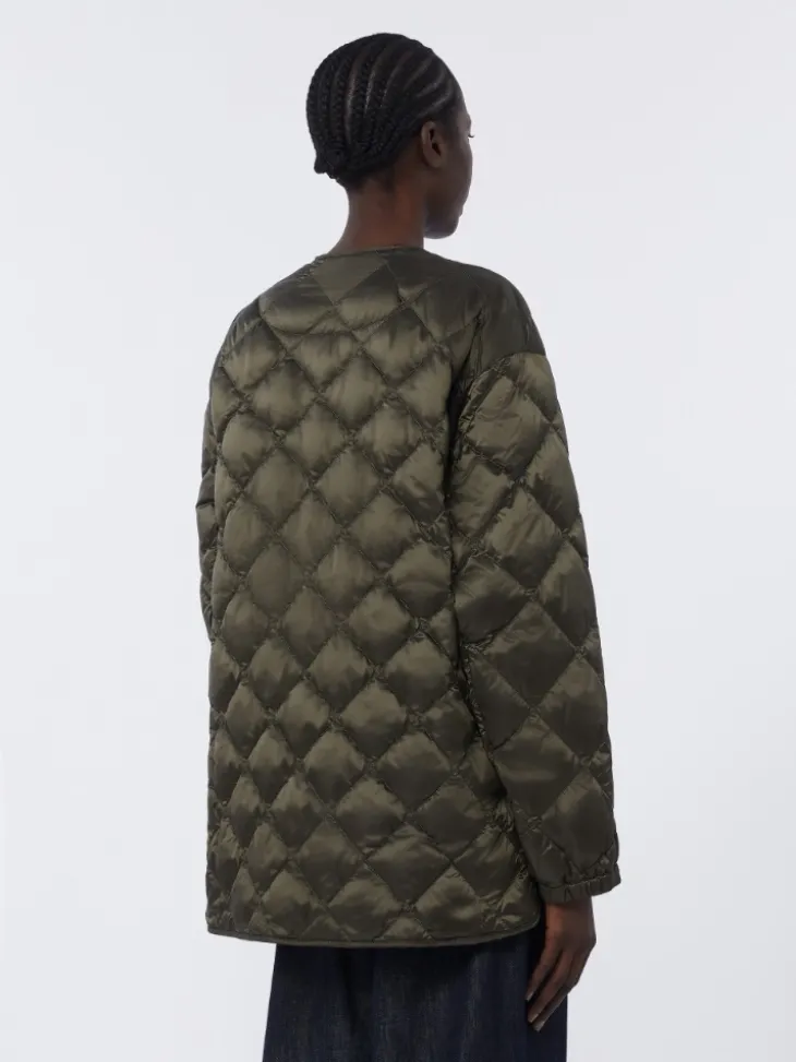 Water-repellent quilted canvas down jacket - DARK GREEN