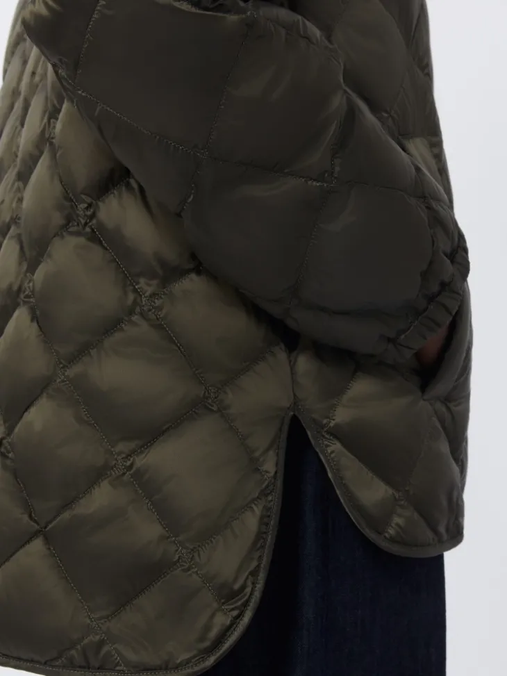 Water-repellent quilted canvas down jacket - DARK GREEN
