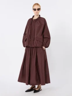 Water-repellent taffeta bomber jacket - BORDEAUX
