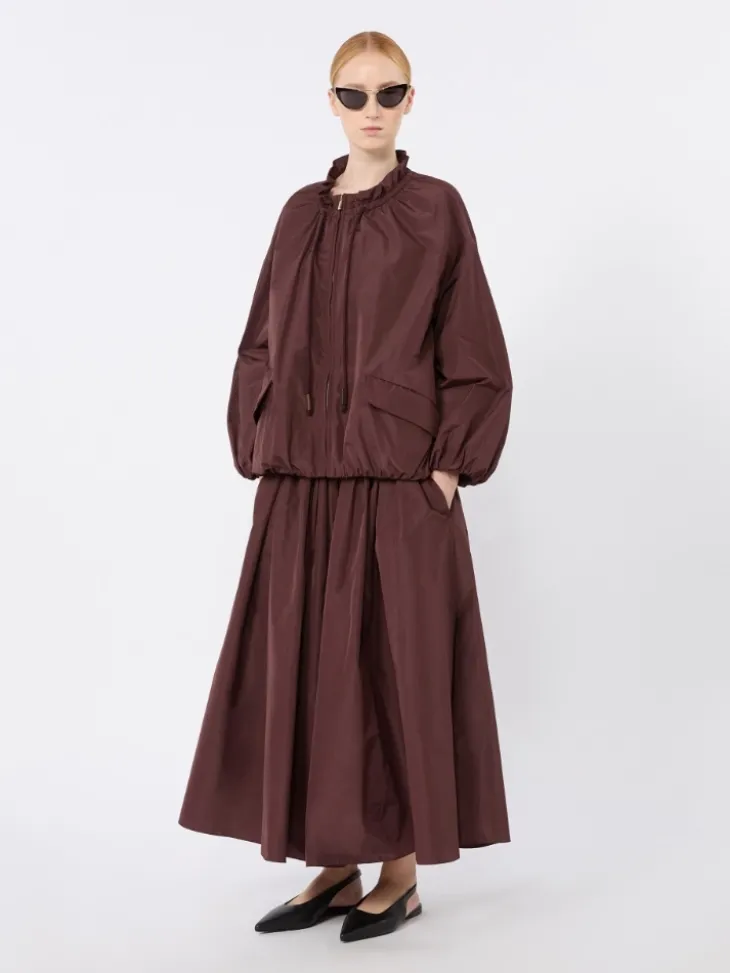 Water-repellent taffeta bomber jacket - BORDEAUX