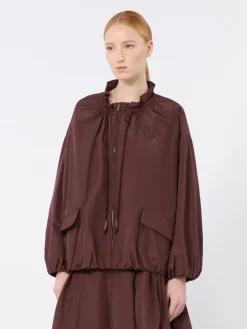Water-repellent taffeta bomber jacket - BORDEAUX