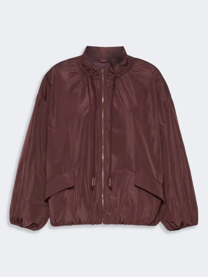 Water-repellent taffeta bomber jacket - BORDEAUX