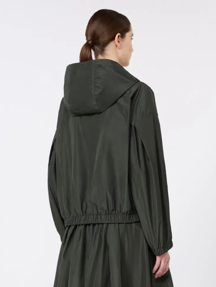 Water-repellent taffeta hooded jacket - DARK GREEN