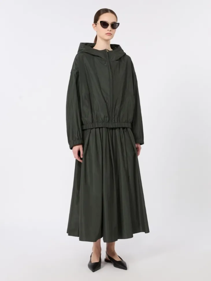 Water-repellent taffeta hooded jacket - DARK GREEN
