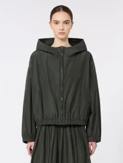 Water-repellent taffeta hooded jacket - DARK GREEN