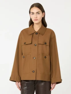 Water-repellent twill jacket - TOBACCO