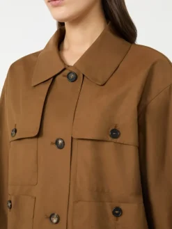 Water-repellent twill jacket - TOBACCO