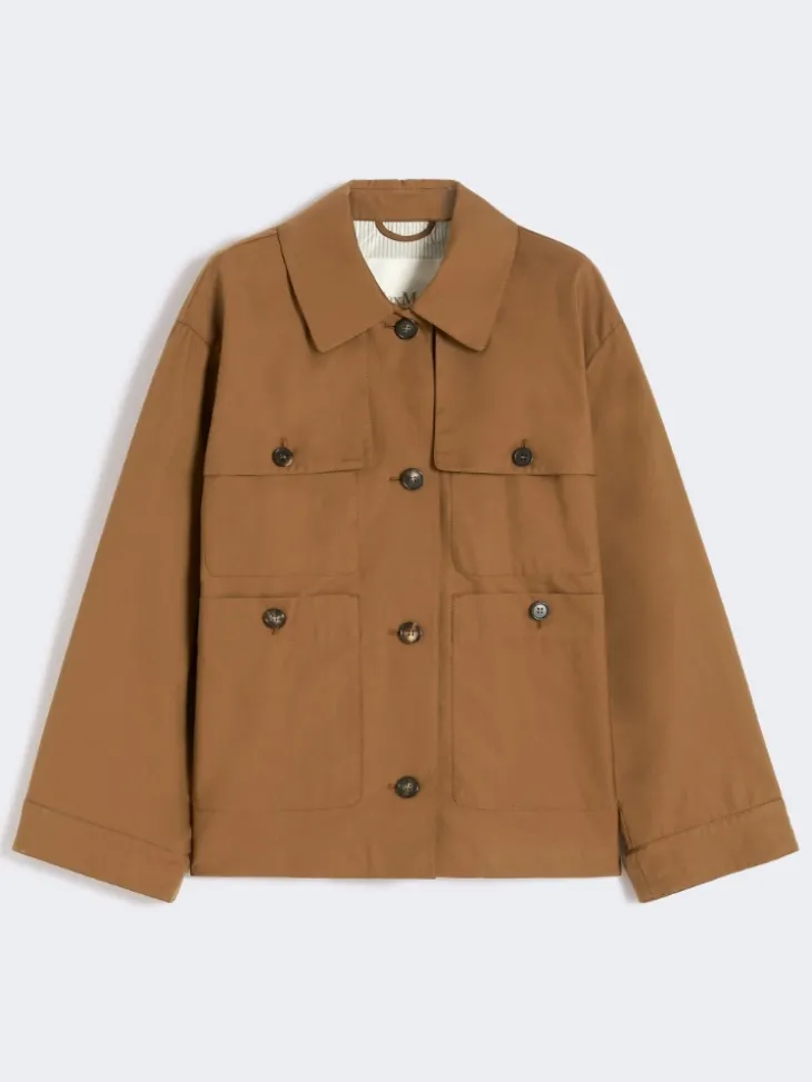 Water-repellent twill jacket - TOBACCO