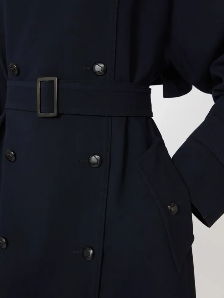 Water-repellent wool gabardine trench coat - ULTRAMARINE