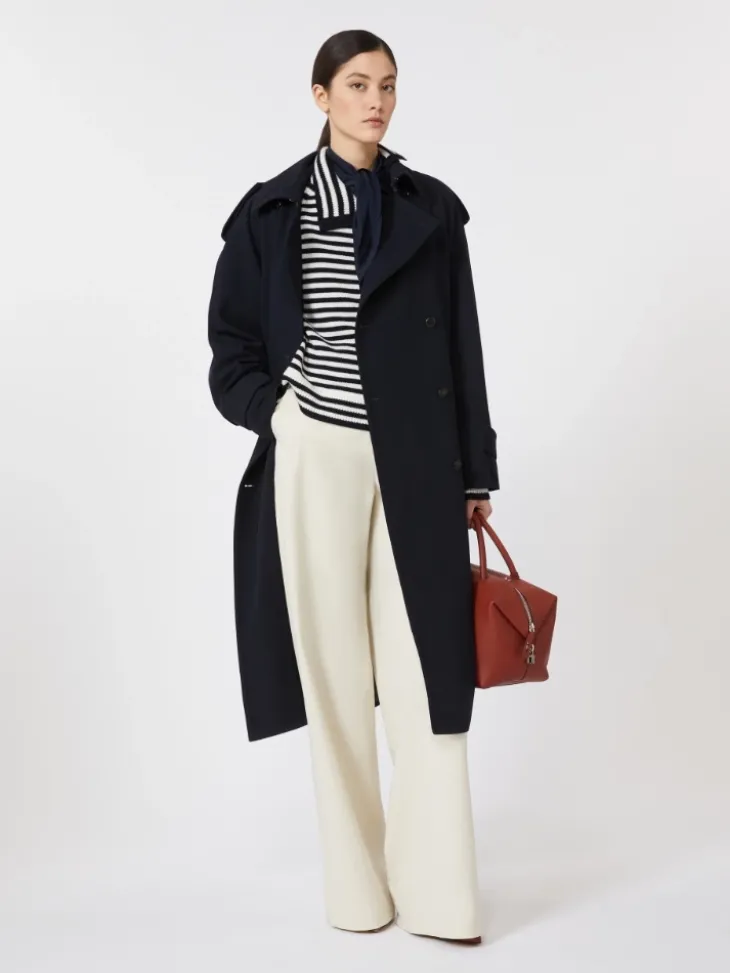 Water-repellent wool gabardine trench coat - ULTRAMARINE