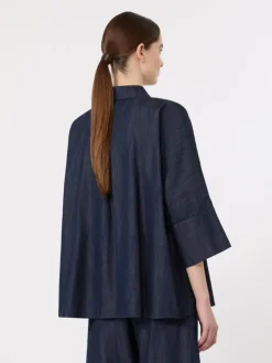 Wide cotton denim shirt - MIDNIGHTBLUE