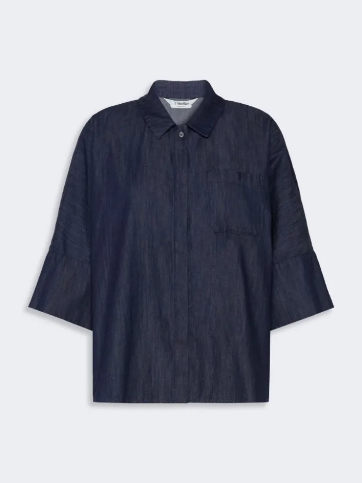 Wide cotton denim shirt - MIDNIGHTBLUE