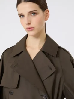 Wide water-repellent twill trench coat - GREEN