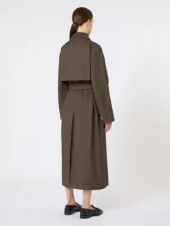 Wide water-repellent twill trench coat - GREEN