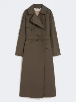 Wide water-repellent twill trench coat - GREEN