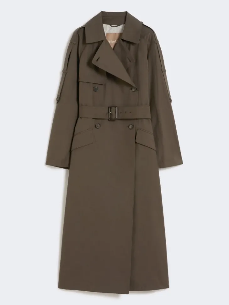 Wide water-repellent twill trench coat - GREEN