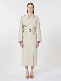 Wide water-repellent twill trench coat - NATURAL